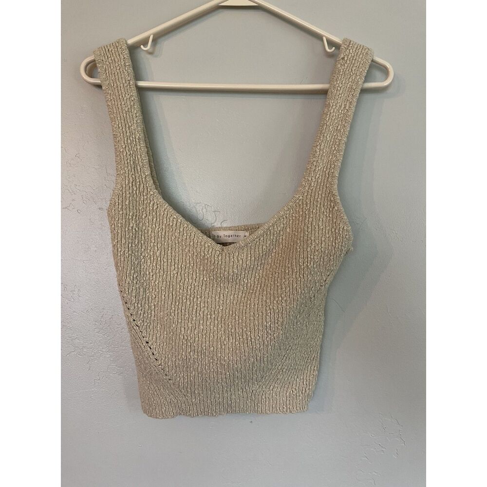 By Together Cream Knit Crop Tank Top Sweater Size M